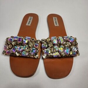 Steve Madden‎ Brionna Jeweled Sandals Brown Size 9.5